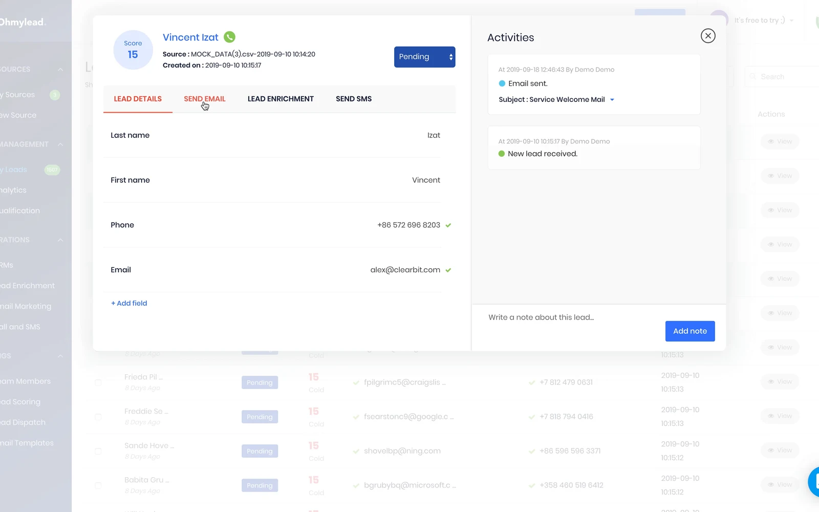 OhMyLead — SaaS · CRM